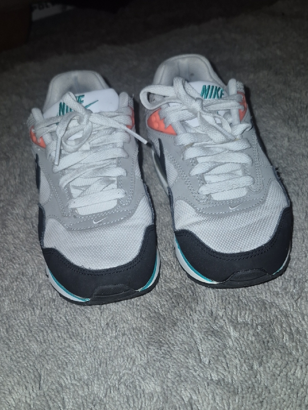 Nike White & Black Sneakers with Teal and Coral Accents Size 7